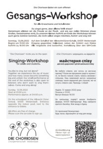 Gesangs Workshop mit Ukrainischen Flüchtlingen 12. Juni an der Dürer-Schule