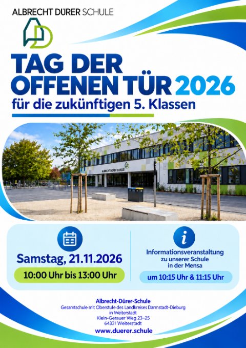 Flyer: Tag der offenen Tür 2026 am Samstag, 21.11.2026